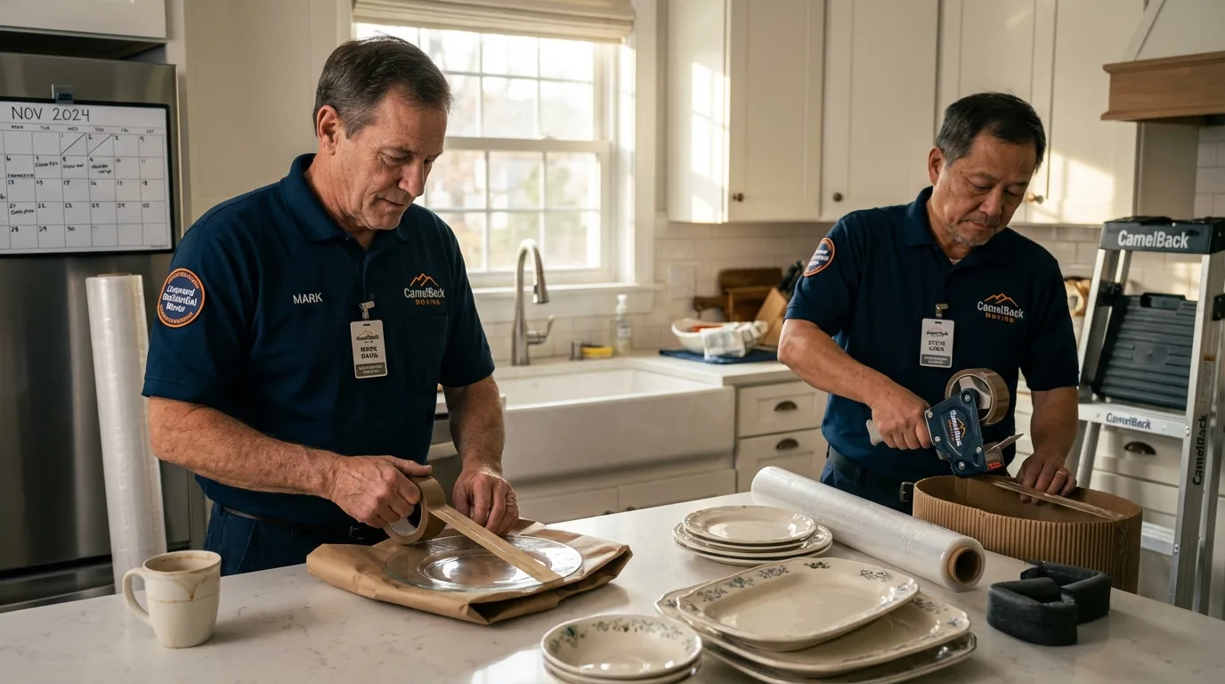 Professional crew packing kitchen dishware in Sykesville, PA